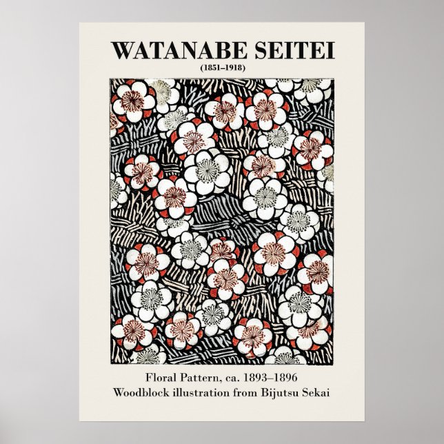 Poster loral Pattern por Watanabe Seitei (Frente)