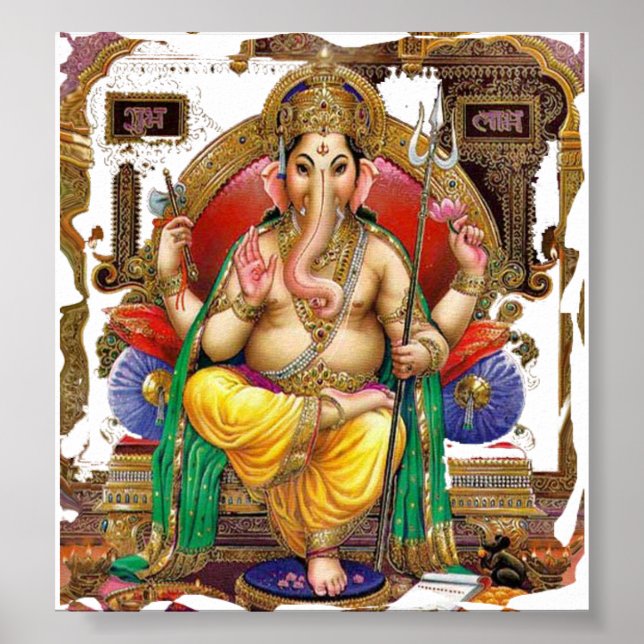 Pôster Lord Ganesh, Excelente Deus Hindu Pela Felicidade (Frente)