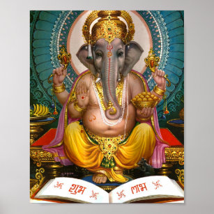 Poster Lord Ganesha Indian Hindu Yoga Spiritual