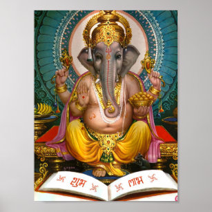 Poster Lord Ganesha Indian Hindu Yoga Spiritual