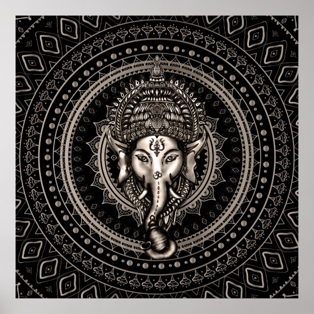 Poster Lord Ganesha - Sepia Black (Frente)