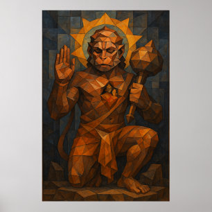 Poster Lord Hanuman: Símbolo da Força e da Arte Devoção