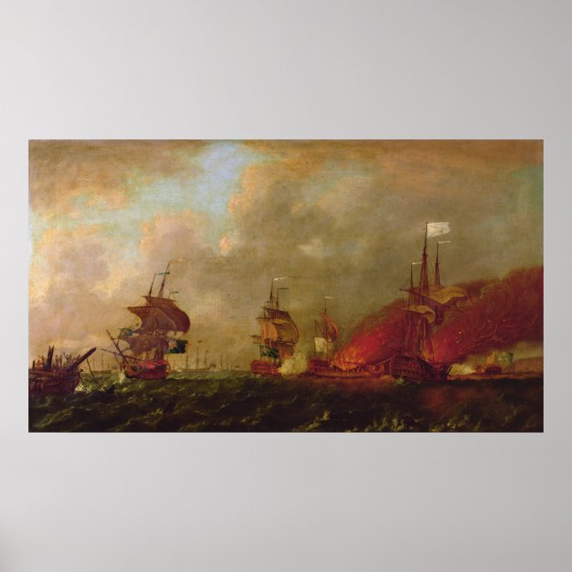 Pôster Lord Howe e o Comte d'Estaing ao largo de Rhode (Frente)