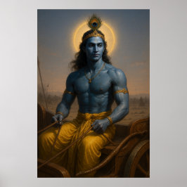 Poster Lord Krishna sobre a carruagem | Guia Divino de Ma