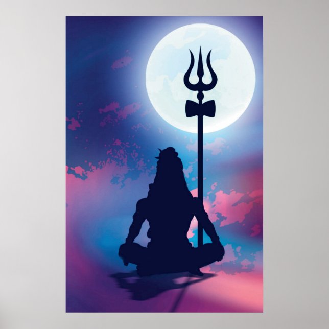 Poster Lord Shiva Meditando Arte de Muro (Frente)