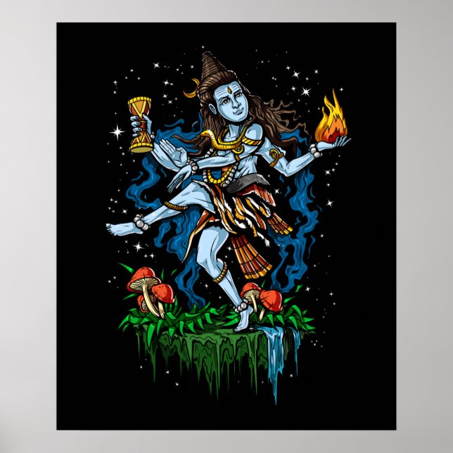 Poster Lord Shiva Nataraja Dançando Hindu Deus (Frente)
