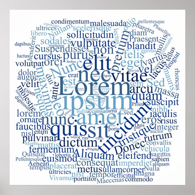 Poster Lorem Ipsum Word Cloud - Versão azul (Frente)