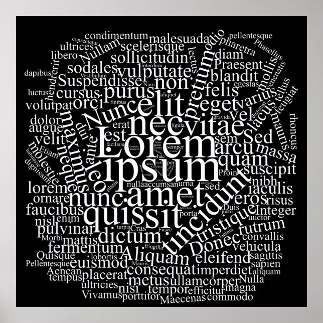 Poster Lorem Ipsum Word Cloud - Versão branca (Frente)