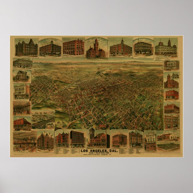Pôster Los Angeles CA 1891 (Frente)