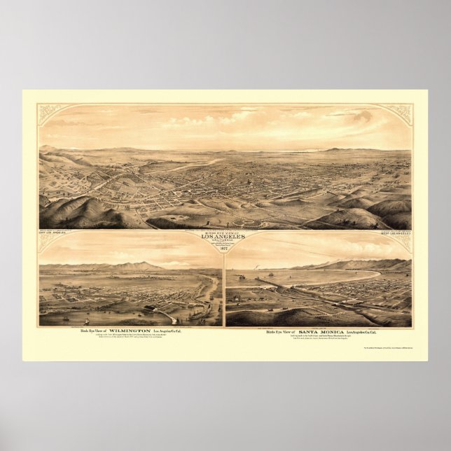 Pôster Los Angeles, CA Panorâmica - 1877 (Frente)