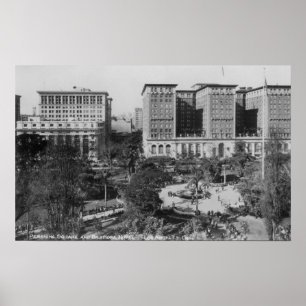 Pôster Los Angeles, CA Perishing Square e Biltmore