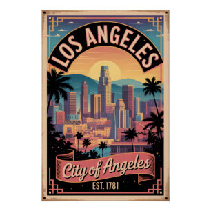 Pôster Los Angeles Califórnia Antiga Cidade dos Anjos