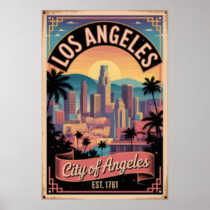 Poster Los Angeles Califórnia Antiga Cidade dos Anjos