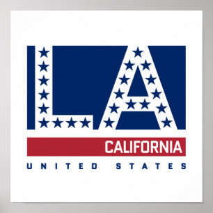 Poster Los Angeles, Califórnia   Linha vermelha,branca e 