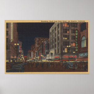 Pôster Los Angeles, CASouth View of Broadway from 6th