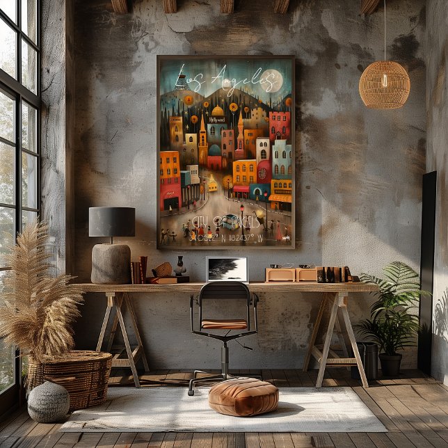 Pôster Los Ángeles: City of Angels - Whimsical Art (Criador carregado)