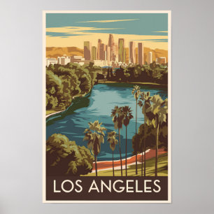 Poster Los Angeles Echo Park Lake Viagem Art Vintage