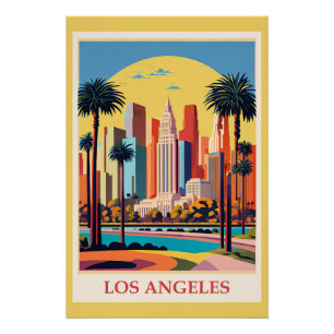 Pôster Los Angeles, ilustração Art Déco,