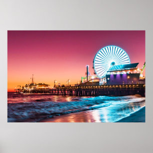 Poster Los Angeles Pink & Blue Ferris Wheel Sunset