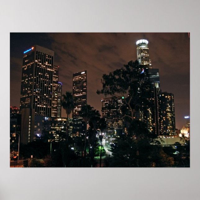 Poster Los Angeles Skyline Por Noite (Frente)
