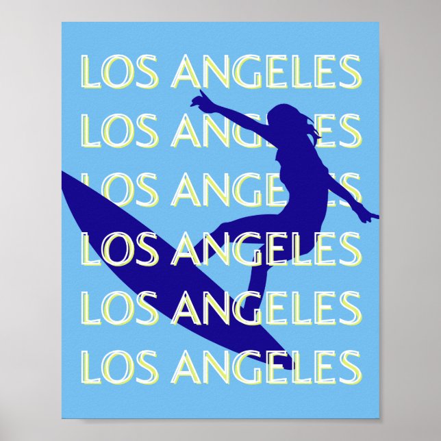 Poster Los Angeles Viagem Art, Califórnia, Viagem, Blue (Frente)