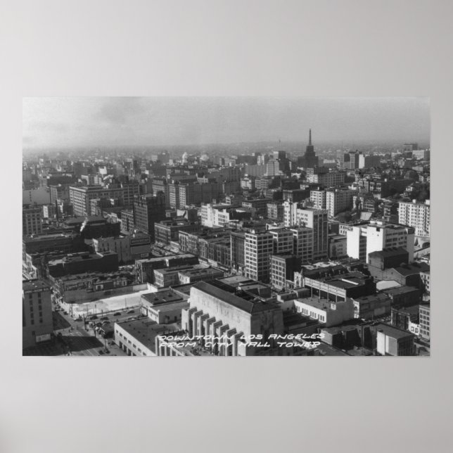 Pôster Los Angeles, Vista de Centro CA da Câmara Municipa (Frente)