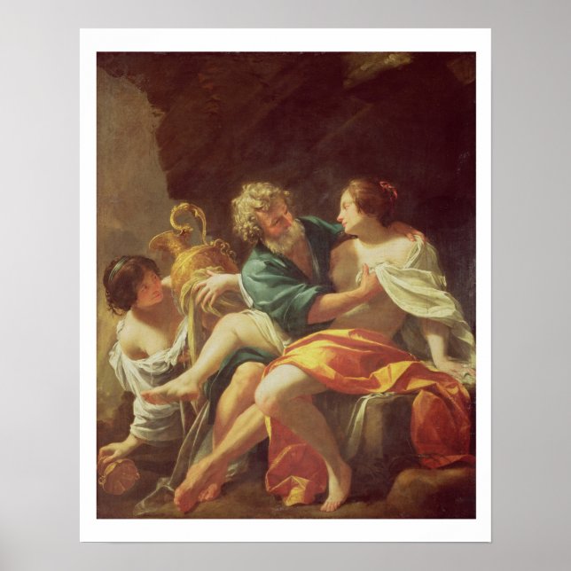 Pôster Lot e suas filhas, c.1630 (óleo na canvas) (Frente)