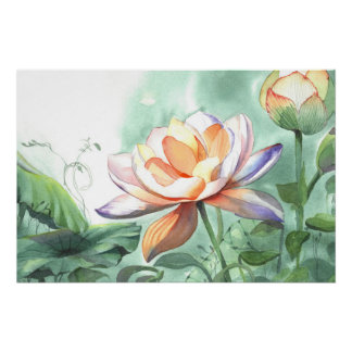 Pôster Lótus Aquarela