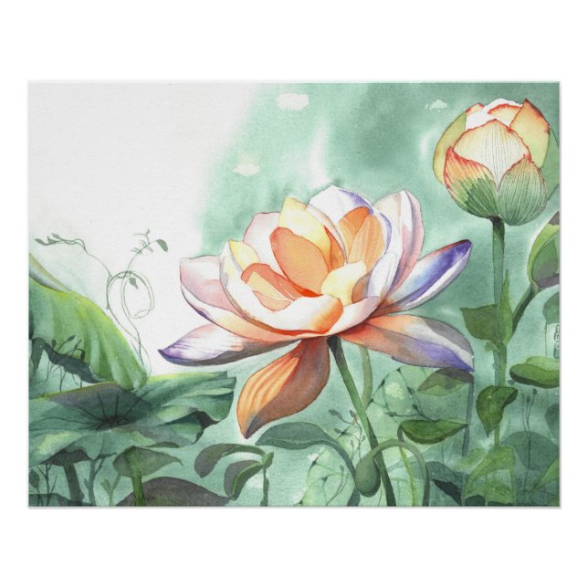 Pôster Lótus Aquarela (Frente)