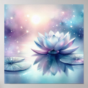Poster Lótus Celestial Flor de Água Flor Espiritual Cósmi