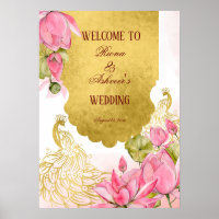 Lótus de pavão rosa e dourado