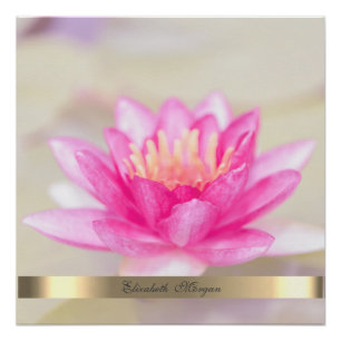 Pôster Lótus Dourado Elegante, Yoga