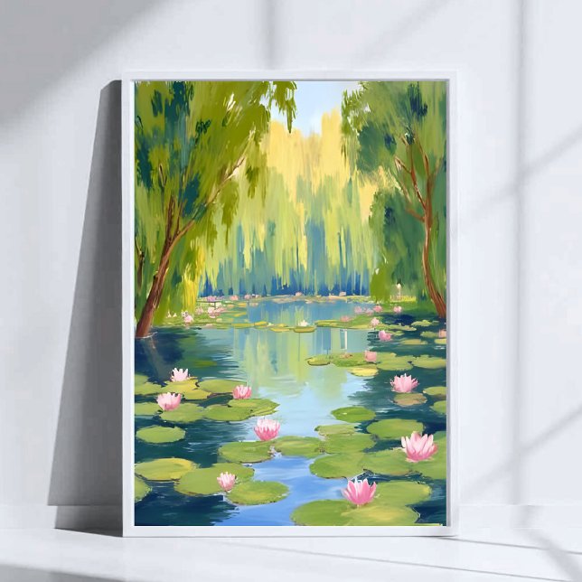 Poster Lotus Flower Pond | Green Watercolor Nature (Criador carregado)