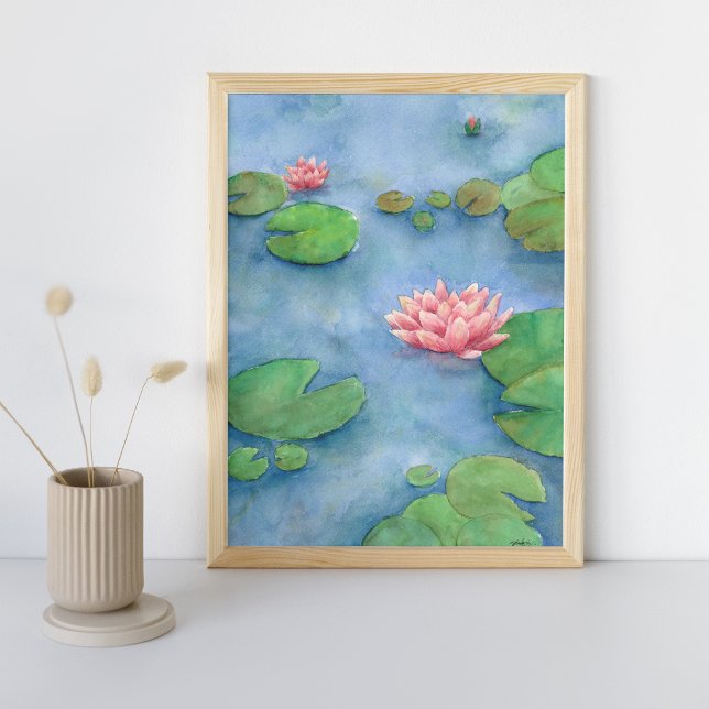 Pôster Lotus Flower Watercolor Painting (Criador carregado)