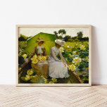 Poster Lotus Lilies | Charles Courtney Curran<br><div class="desc">Lotus Lilies (1888) | Charles Courtney Curran’s Lotus Lilies is a luminous and tranquil painting depicting a woman in a white dress seated in a rowboat surrounded by blooming lotus lilies on a serene pond. The delicate interplay of light, water, and flowers creates a dreamlike atmosphere, while the figure’s graceful...</div>