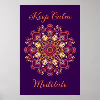 Poster Lótus Mandala Dourada Ornamental Yoga Espiritual