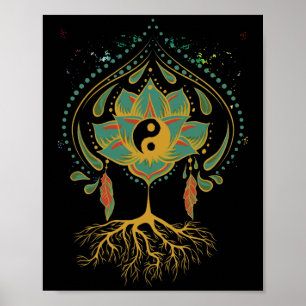 Poster Lotus Mandala Yin Yang Geometry Espiritual Sagrado
