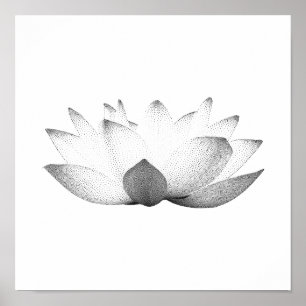 Poster Lotus preto & branco elegante floral