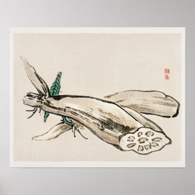 Poster Lotus Root de Kōno Bairei (1844-1895) (Frente)