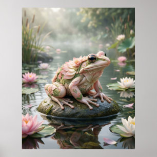 Poster Lótus Sapo Zen Pond