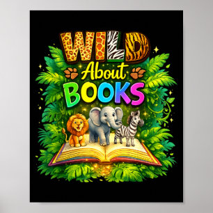 Poster Louca por livros professora volta às aulas leopard