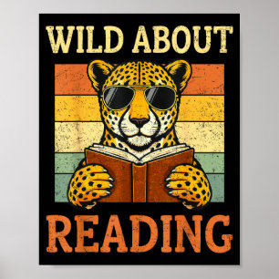Poster Louco por Leitura Livro Divertido Leopardo Guepard