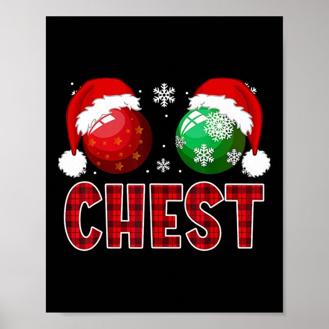 Poster Loucos De Peito Divertido Camisa De Natal Correspo (Frente)