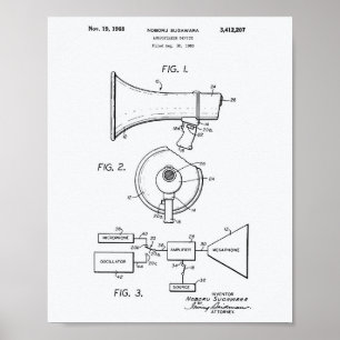 Pôster Loudspeaker 1968 Documento Branco sobre as Patente