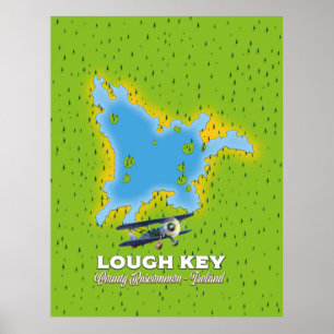 Poster Lough Key County Roscommon, mapa da Irlanda
