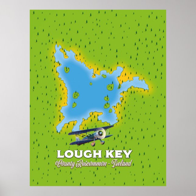 Poster Lough Key County Roscommon, mapa da Irlanda (Frente)