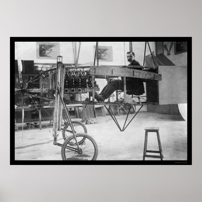 Poster Louis Bleriot e o seu Monoavião 50 Horsepower 1912 (Frente)