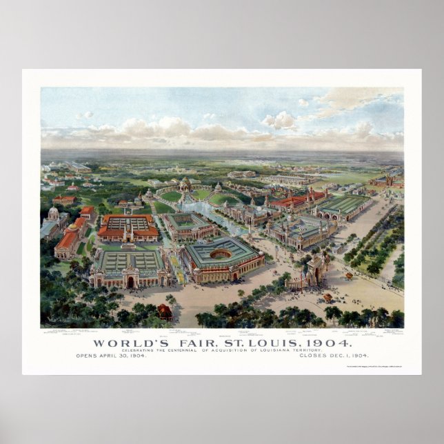 Poster Louis, Map Panorâmico Justo do Mundo MO - 1904 (Frente)