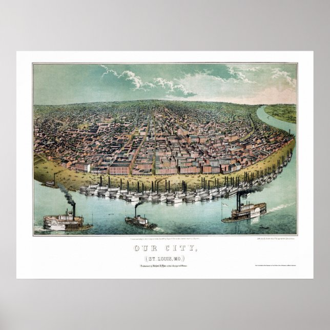 Pôster Louis, MO Panorâmica Map - 1859 (Frente)