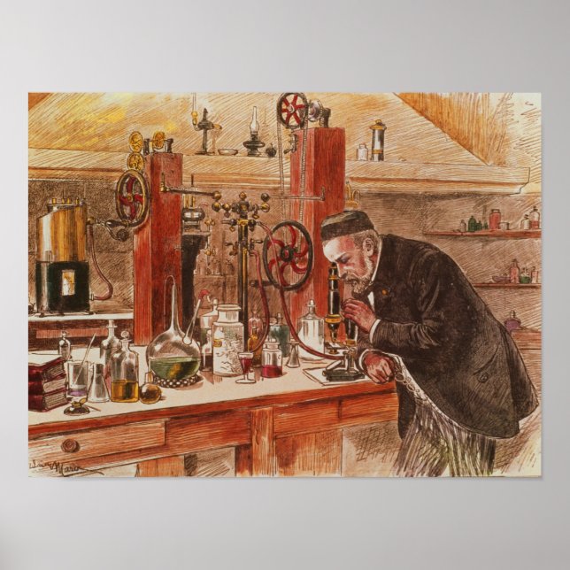 Pôster Louis Pasteur experimenting (Frente)